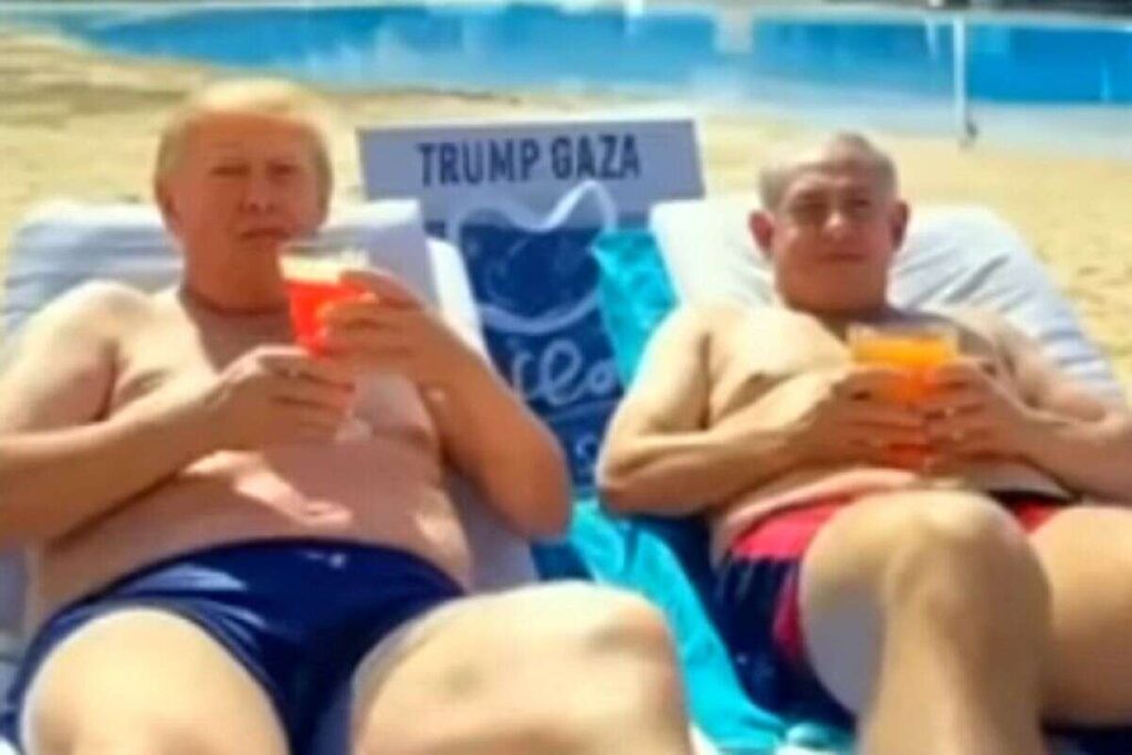トランプはガザ・アイ・ビデオを彼に見せている、ネタニヤフ・サンバスを共有している