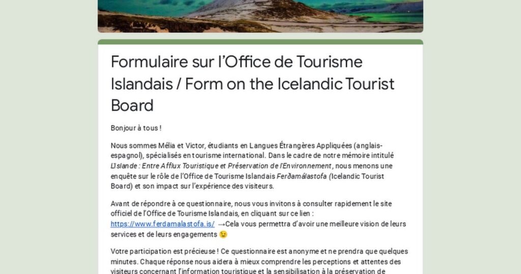 📢アイスランドに旅行しましたか、それともそこに住んでいますか？あなたの助けは貴重です！