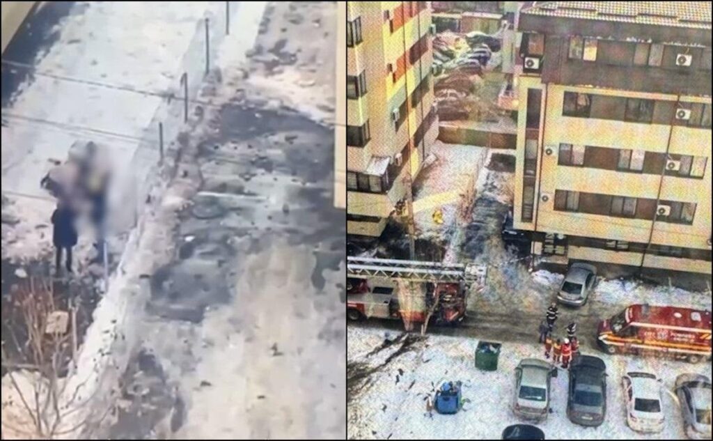 ブロックで倒れたカメに殺された女性、ミリタリの住居で。氷が襲ったときに散歩に出てきた