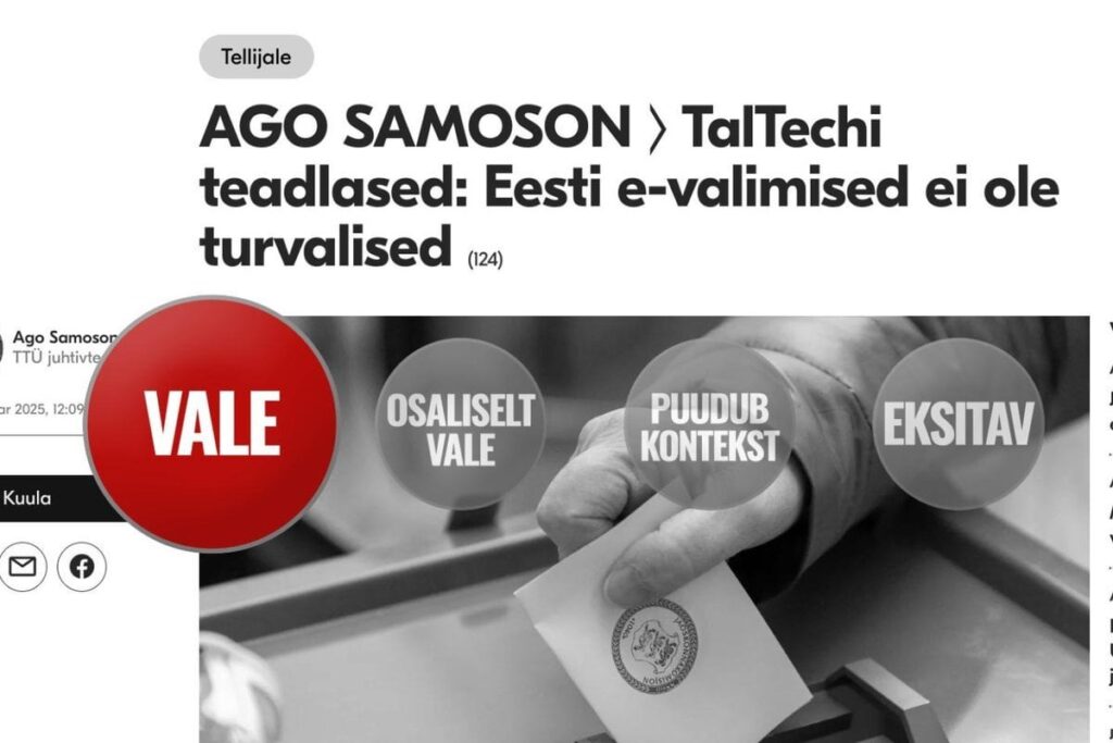 事実管理Taltechの研究者は、電子選挙が安全ではないことを発見していません。 Taltechの研究者は、同じ大学の研究者の仕事に関する誤った情報を広めます