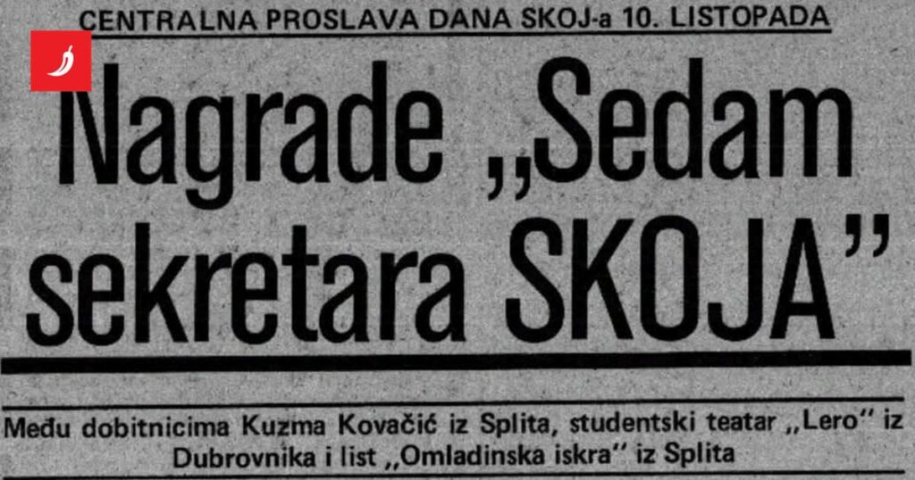 Ivošević：KuzmaKovačićは7つのSkoj秘書の賞を受賞しました