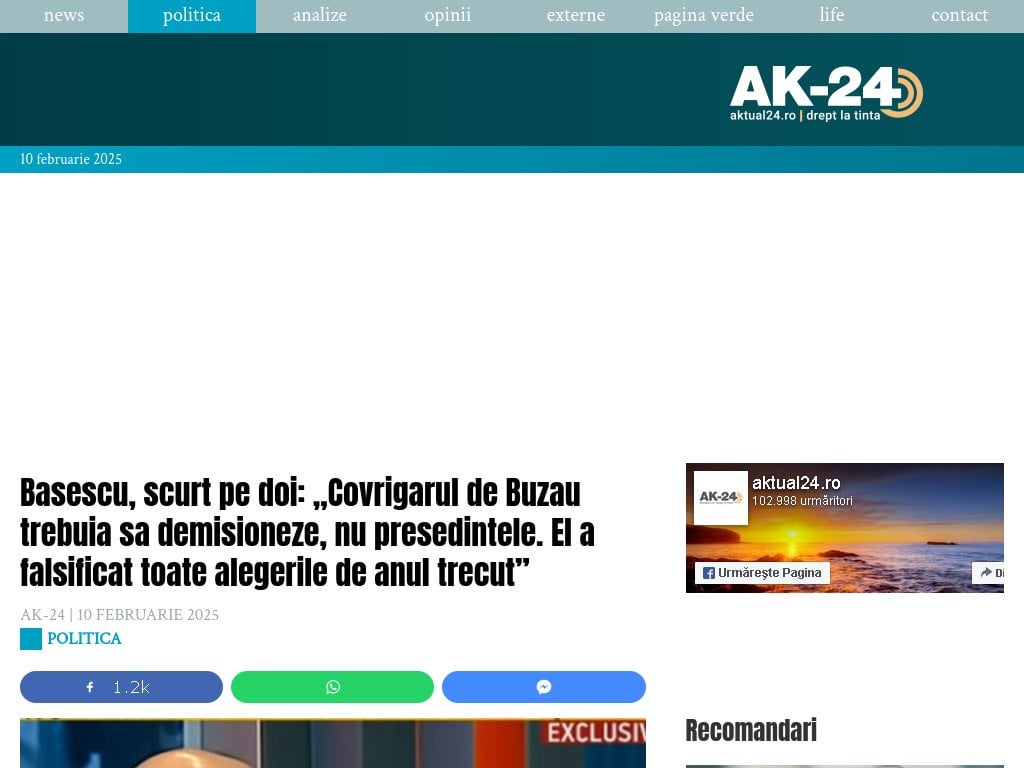 Basescu、2つのショート：「Buzau Covrigarは大統領ではなく、辞任しなければなりませんでした。彼は昨年のすべての選挙を偽造した」
