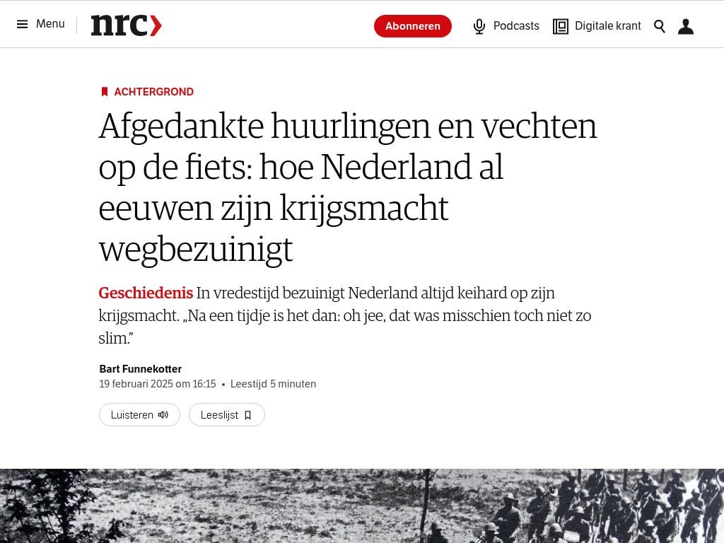 廃棄されたmerc兵と自転車での戦い：何世紀にもわたってオランダが軍隊を削減した方法