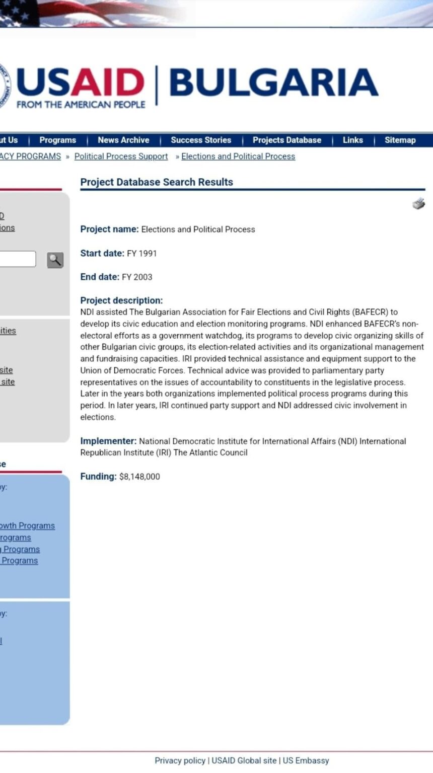 米国の給料、ブルガリアの給与-USAID 1990年以降のブルガリアでの議会選挙のために250万ドル + UDFの8,148,000ドル