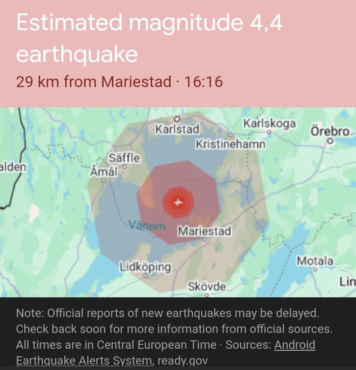 スウェーデンの地震。それを感じた人？