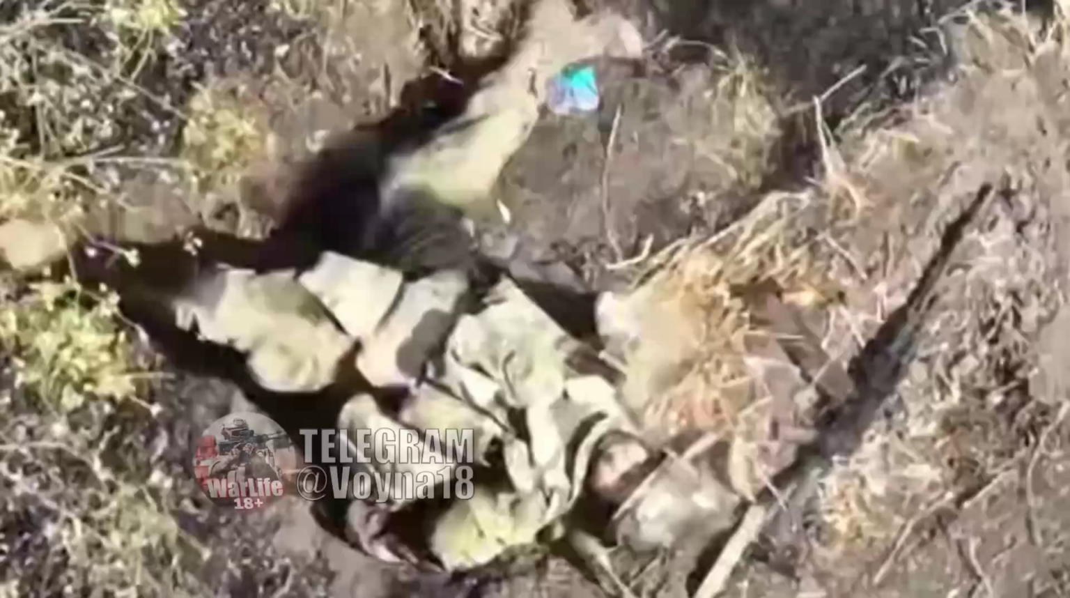手ren弾があるロシアの兵士は小さな武器の火をつけて、手ren弾を落とし、爆破します。 Bakhmutの方向