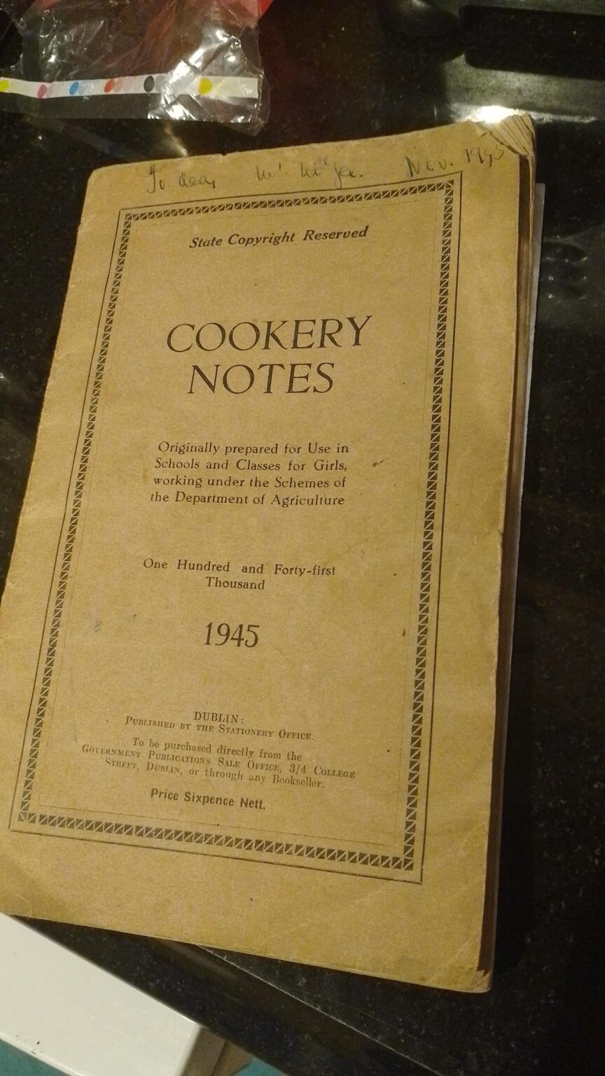 1945年のアイルランド料理の本