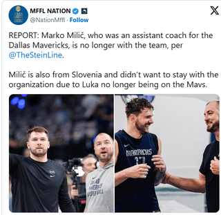 Doncicのおかげで、NBAで最初にプレーしたスロベニア人選手であるMarkoMilićもMavericksのコーチから来ています。おそらく他の誰かが彼が1995年にTivoliで車をスキップしたときのことを覚えています