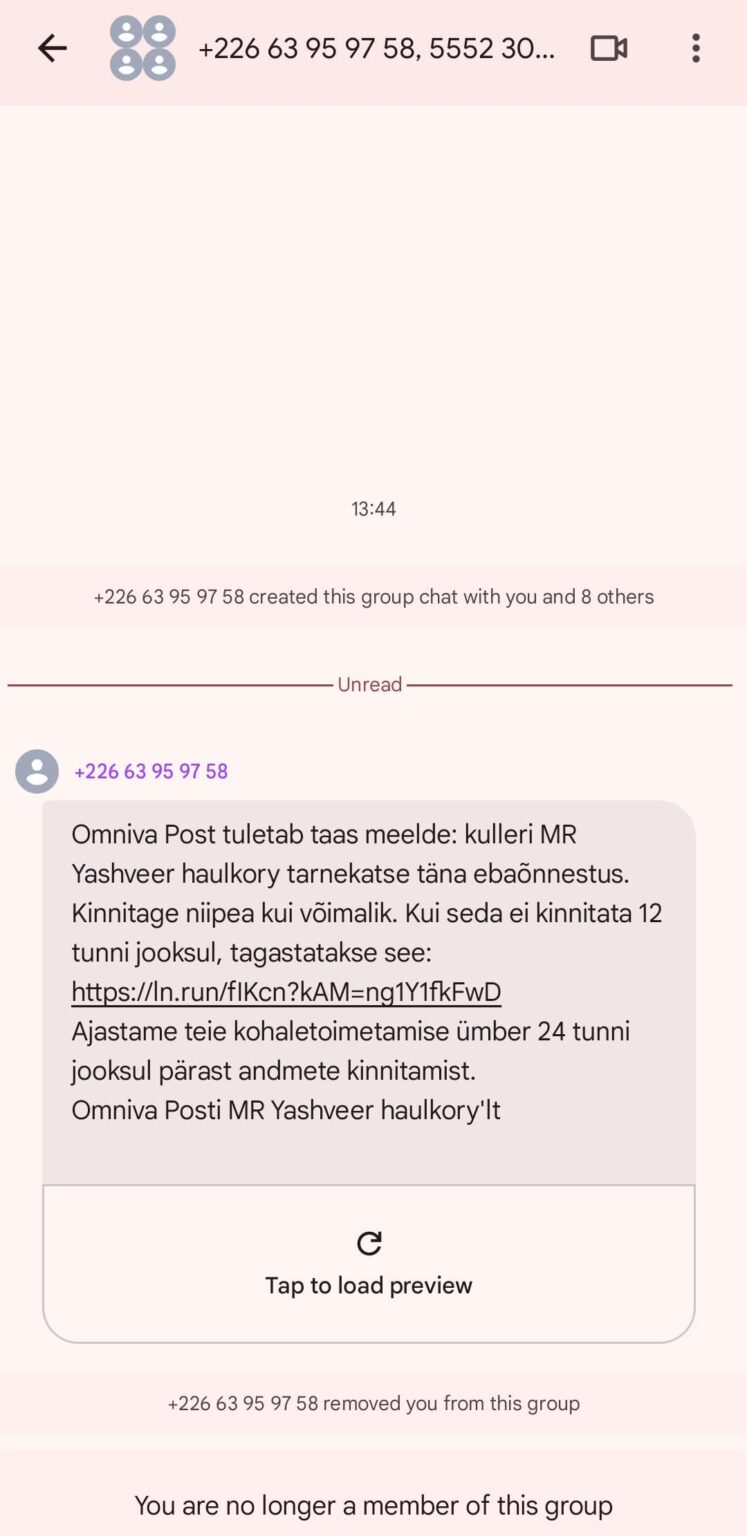 あなたがスカマーであり、一度にいくつかの数字に詐欺を送りたいが、誤ってグループチャットをする場合