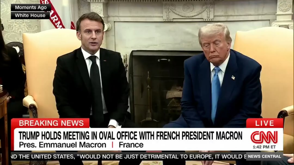 フランスのエマニュエル・マクロン大統領は、トランプがヨーロッパがウクライナから「お金を取り戻した」と主張した後、彼の顔にトランプをチェックした。総努力の60％を支払いました。」