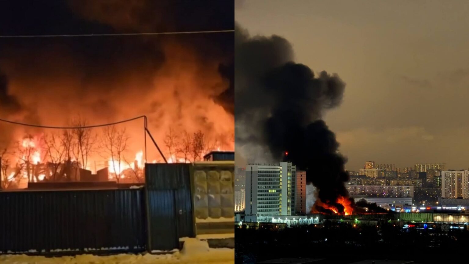 ロシアの軍事産業で働く精密機構研究所の建物は、モスクワで燃え尽きました