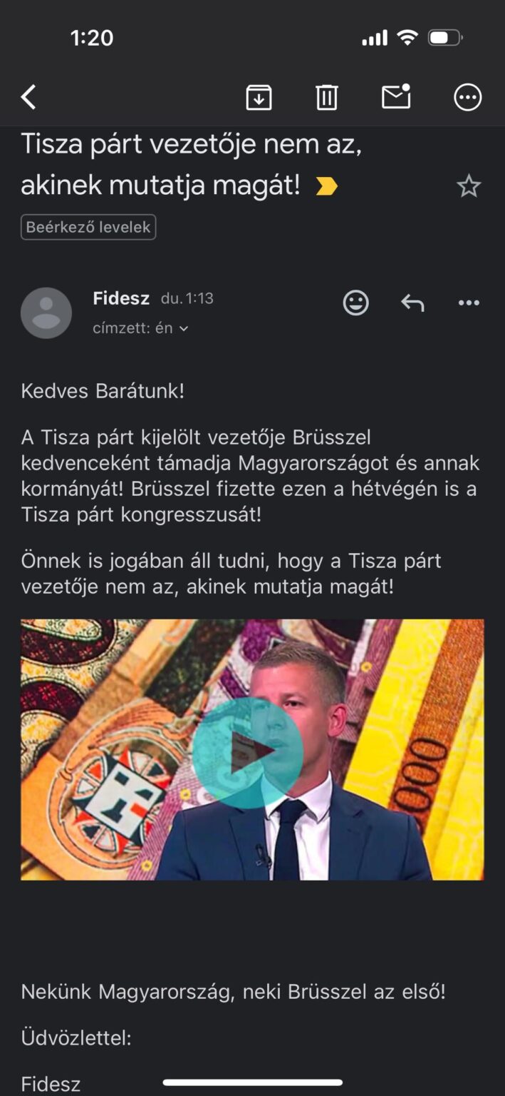 ティサ党のリーダーは、見せるものではありません！ -Fideszメール