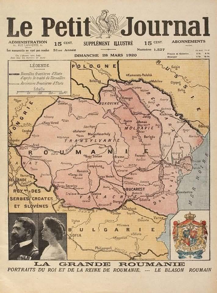 1920年3月28日、ルーマニアの地図を最初のページにあるルーマニア専用の「Le Petit Journal」。