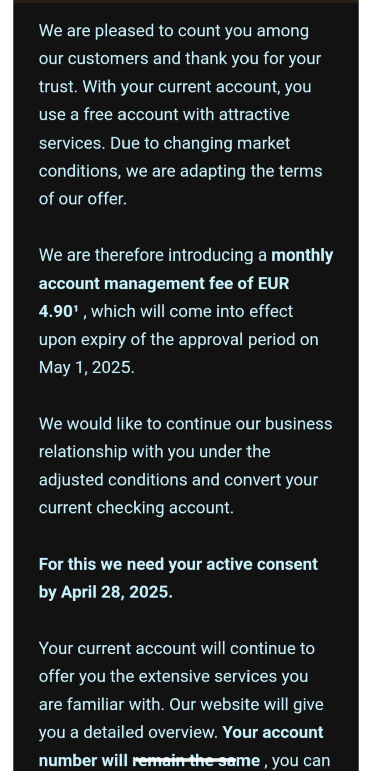 Commerzbank料金。別の銀行？