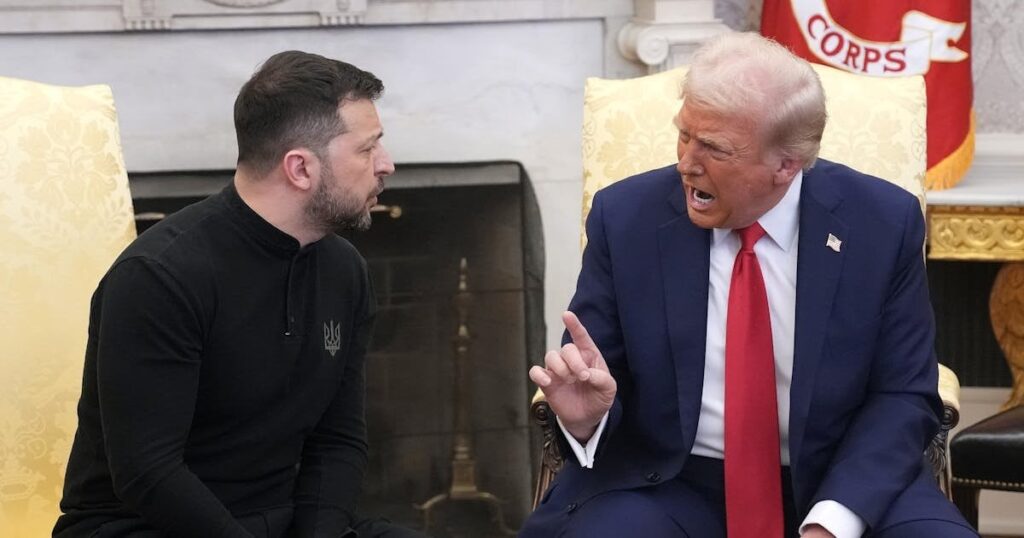 トランプはゼレンスキーの会議中に狂った暴言で溶けてしまいます