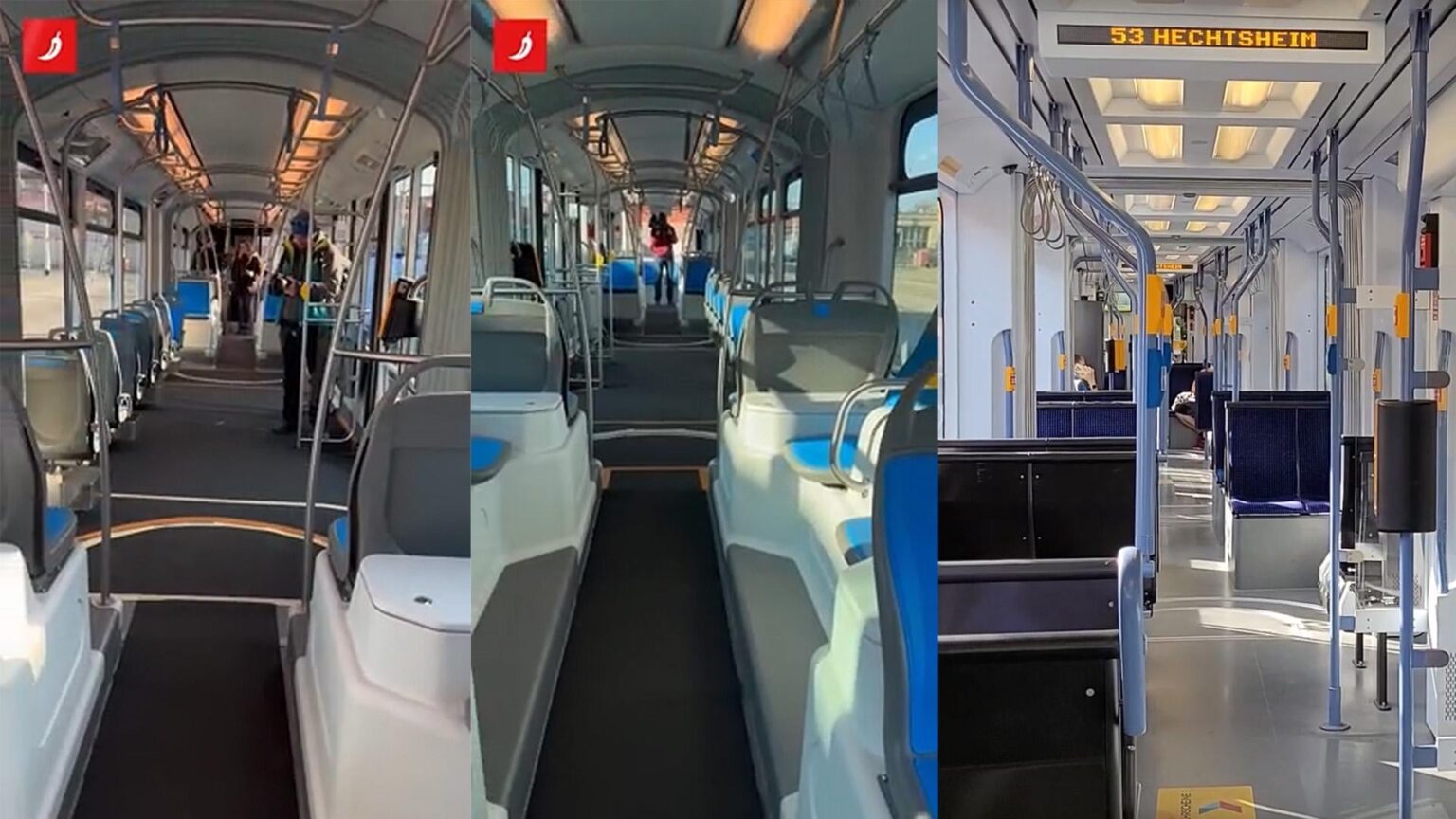 1000mmドイツの路面電車の比較のために、新しい路面電車の最初の内部画像があります