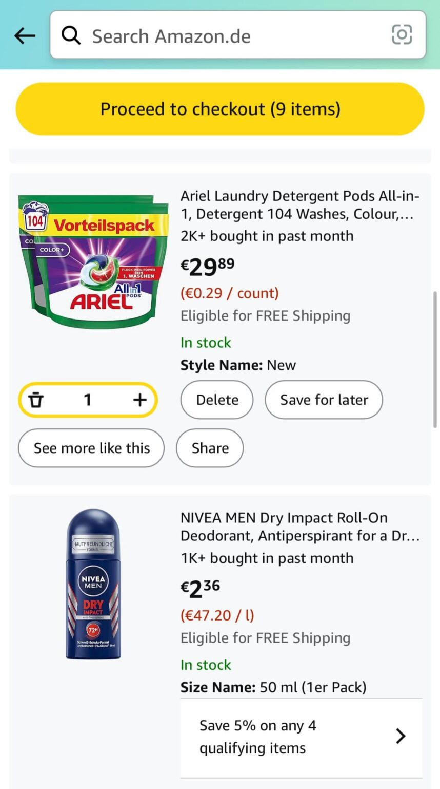 PSA：注文できるものもあります。Amazon.de