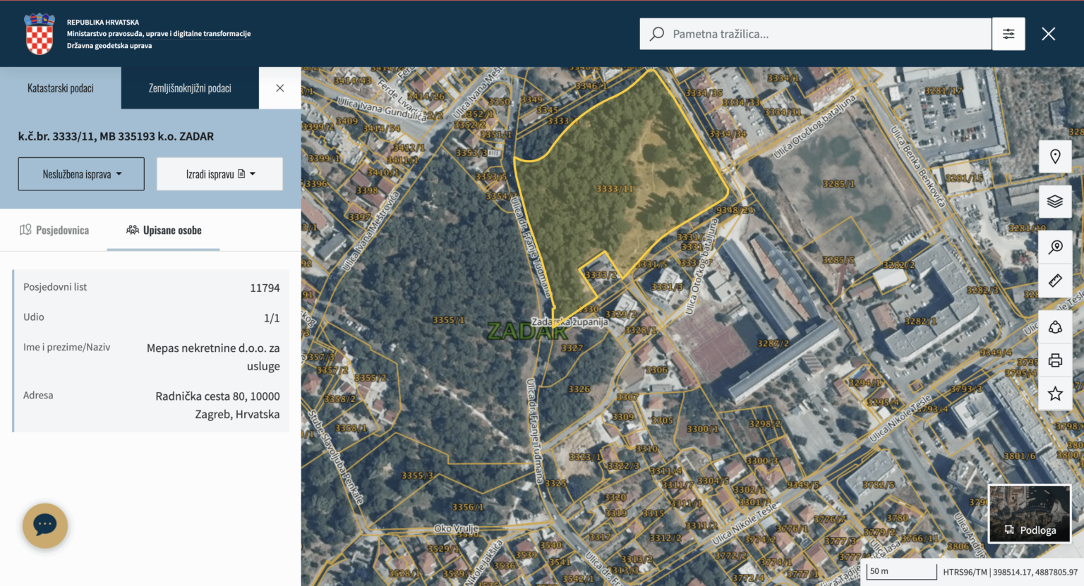 ZADAR：Vruljicaを破壊した建設現場の近くのFranjo Tudjman Streetの上の森は、Herzegovina Tycoon Marko Mikulicが所有するMEPAS不動産会社によって購入されました。部族は時間通りに組織されており、高級アパートの別の蓄積の建設を停止します。