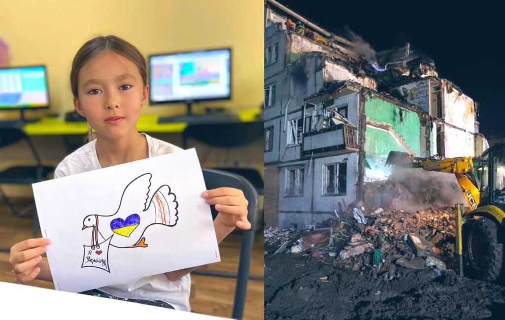ウクライナ人（9歳）のソフィア・ヤヴルスカは、ポルタヴァから。昨日、2月1日、ロシアのミサイルが両親と一緒に彼女を殺しました。 5階建てのアパートに対する攻撃により、2人の子供を含む12人の民間人が殺されました。