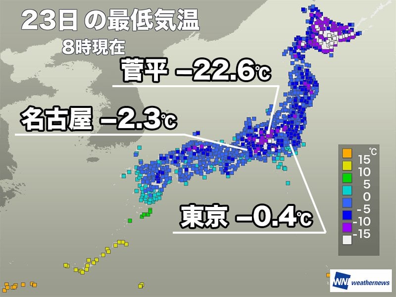 今朝は東京都心で今月6回目の冬日 2月としては7年ぶりの多さ