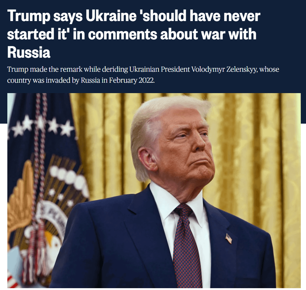 トランプは、ウクライナが戦争を始めたと主張しています - ロシアだけでなく、武器を始める時です
