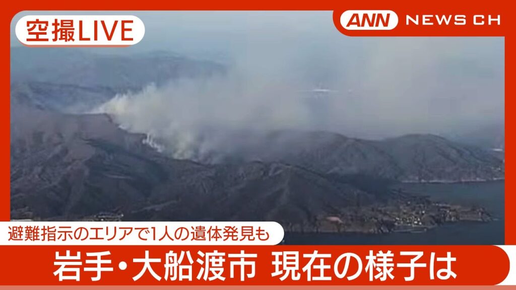 【空撮ライブ/３月２日午前・午後】岩手・大船渡市の山火事　現在の様子は？ (2025年3月２日：午前)【LIVE】　 ANN/テレ朝