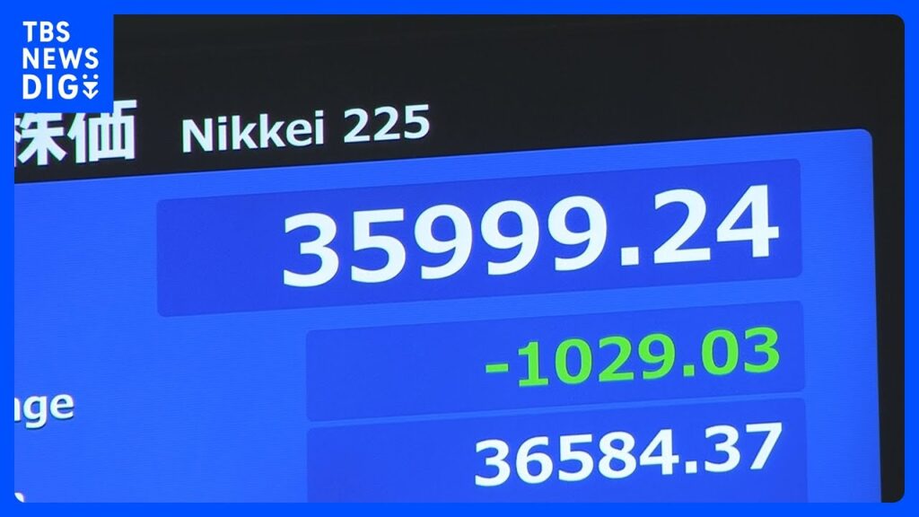 【速報】日経平均株価一時1000円超安　3万6000円台割り込む　アメリカ景気悪化懸念で｜TBS NEWS DIG