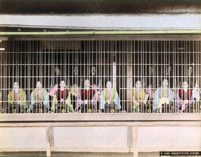 明治時代の吉原、モノクロ写真に着色