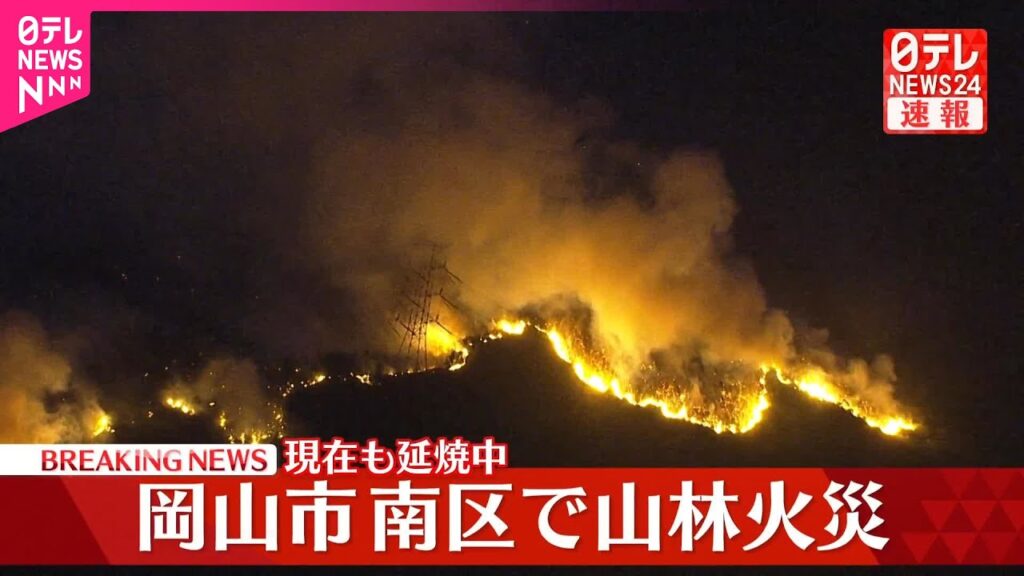 【速報】岡山市南区で山林火災  現在も延焼中