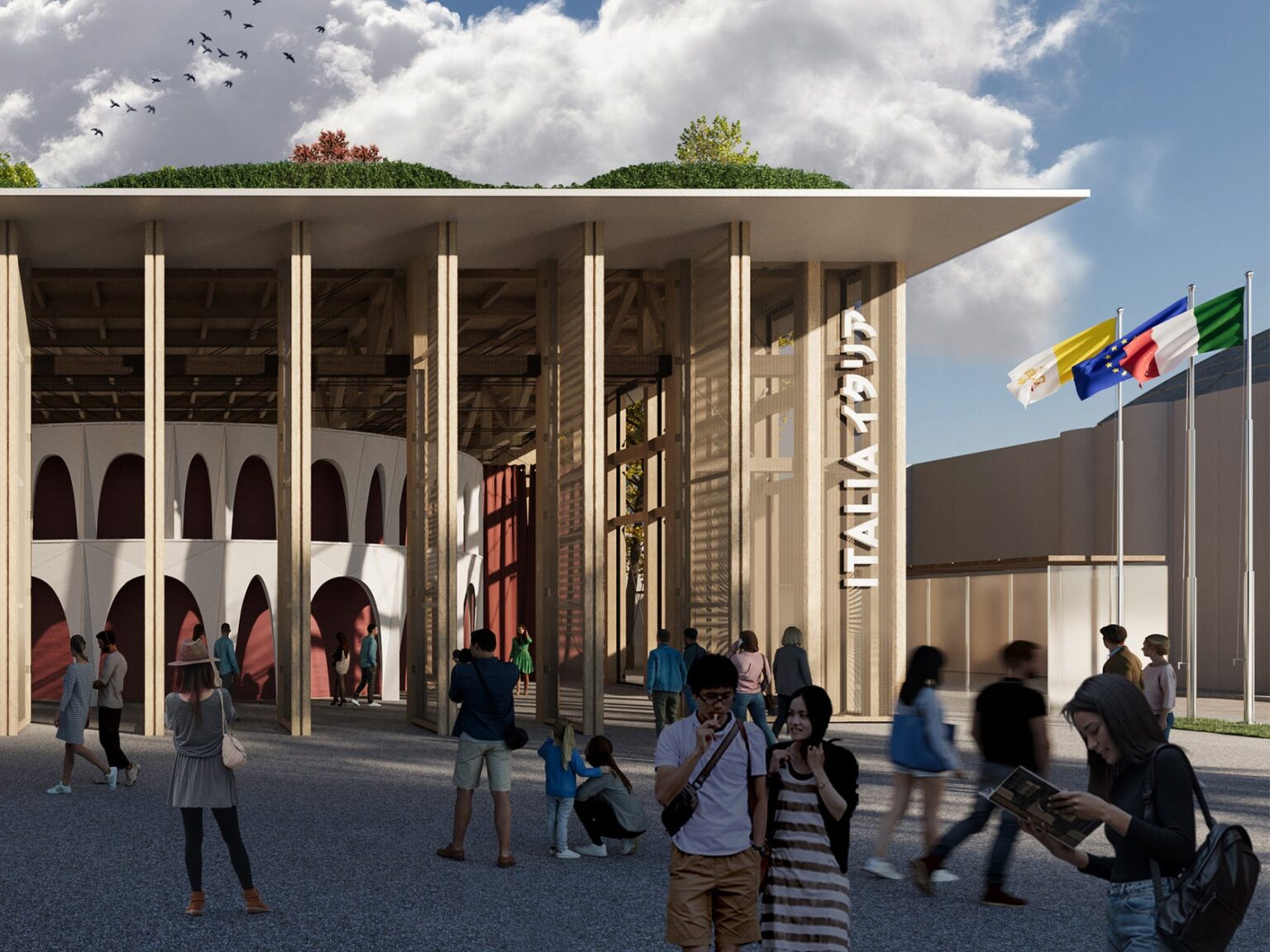 ALCANTARA®がEXPO 2025 大阪・関西万博でイタリアパビリオン内の空間を日本の暖簾（のれん）から着想を得たカーテンで演出 | アルカンターラのプレスリリース