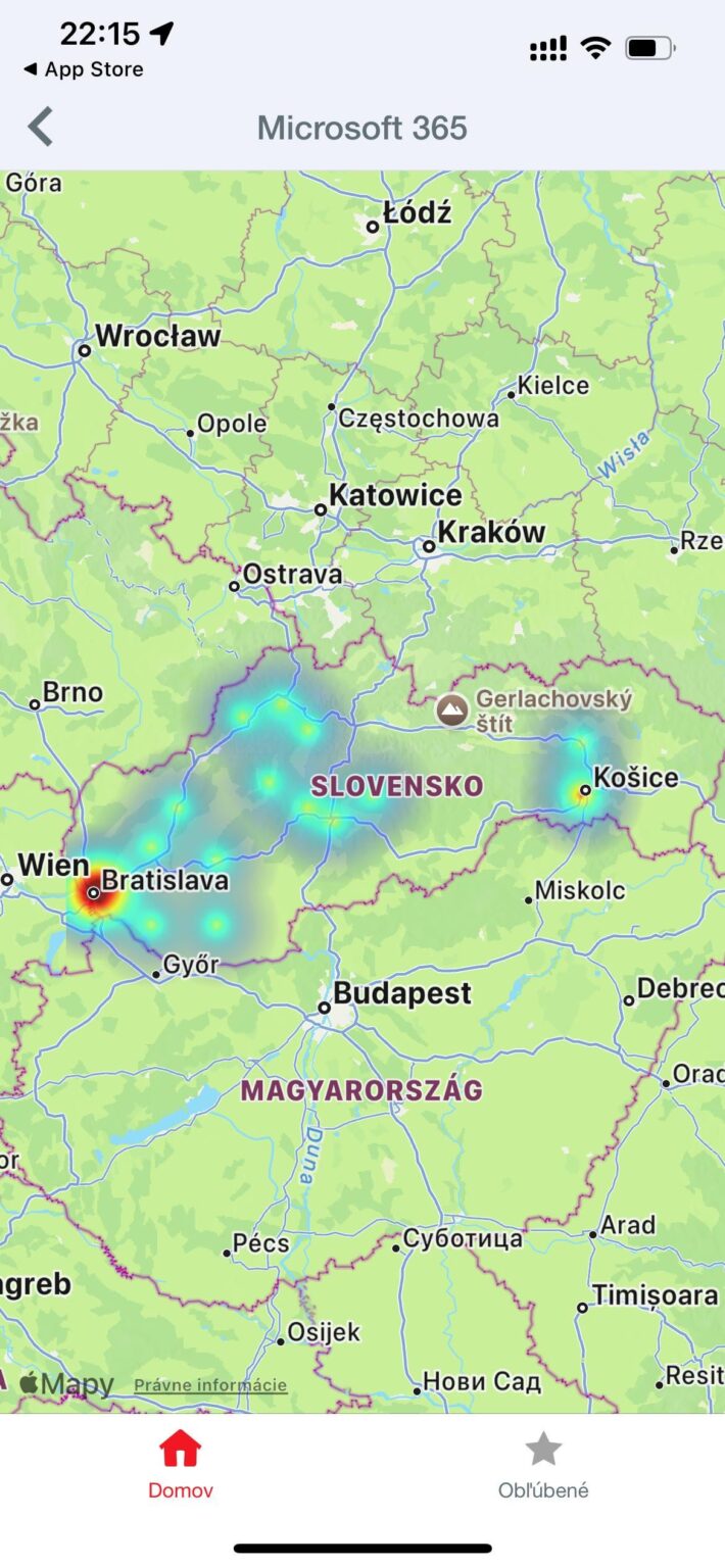 lokalny vypadok microsoft-u na slovensku？