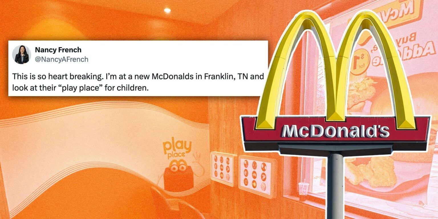 「これはとても悲痛です」：マクドナルドの「プレイプレイス」の場所は、2つの画面と2つの椅子を示しています