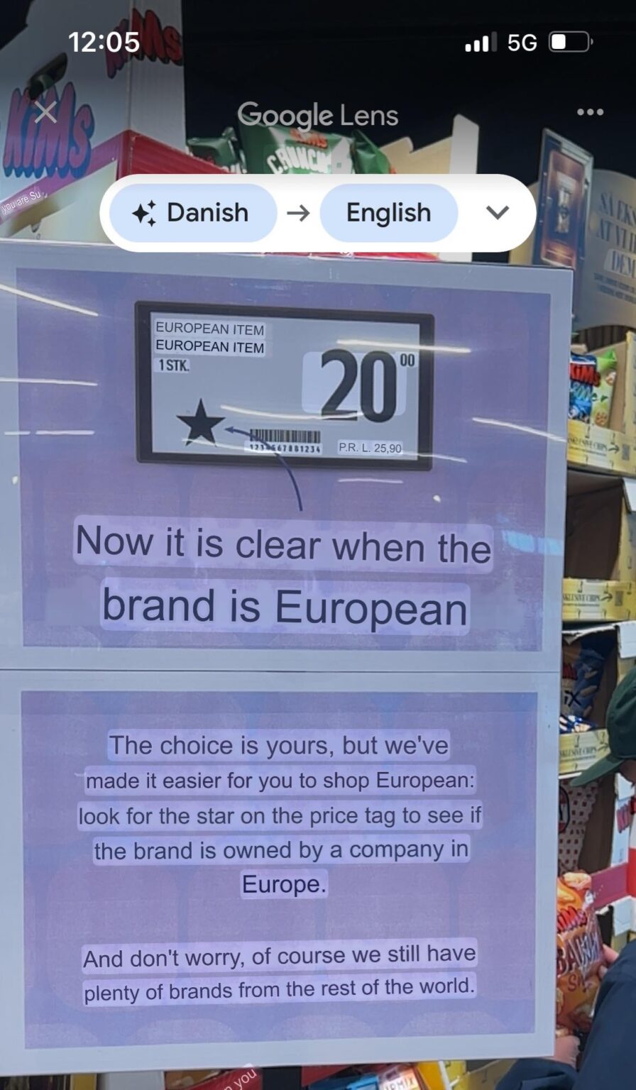 ヨーロッパでは、地元のヨーロッパの製品をサポートするための動きが成長しています。このアイデアがノルウェーの店舗で実装されているのを見たいですか？