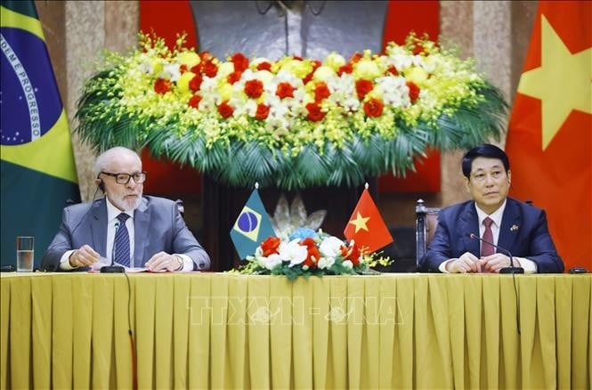 Chủ tịch nước Lương Cường hội đàm với Tổng thống Brazil