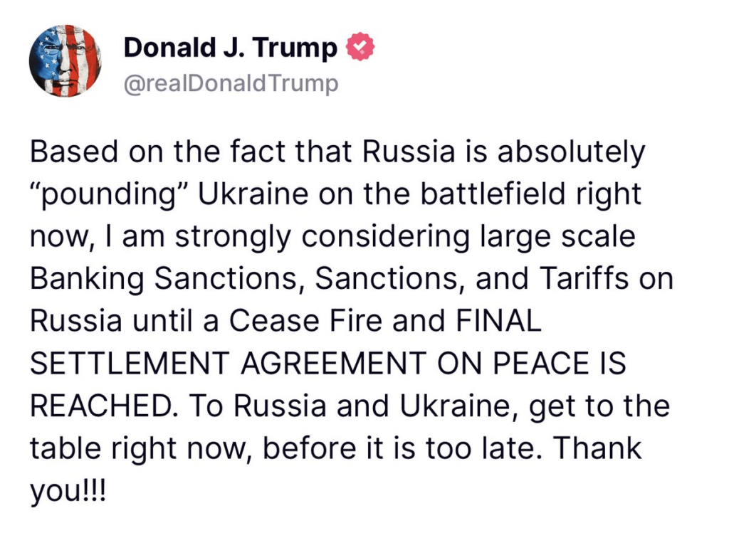 トランプは、より多くの制裁と関税でロシアを脅しています