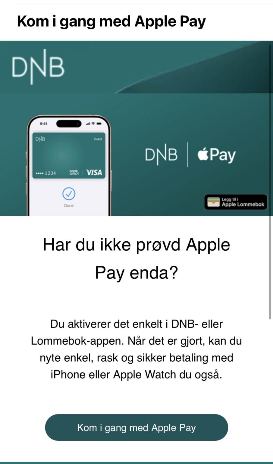 Apple PayはついにDNBに到着しました