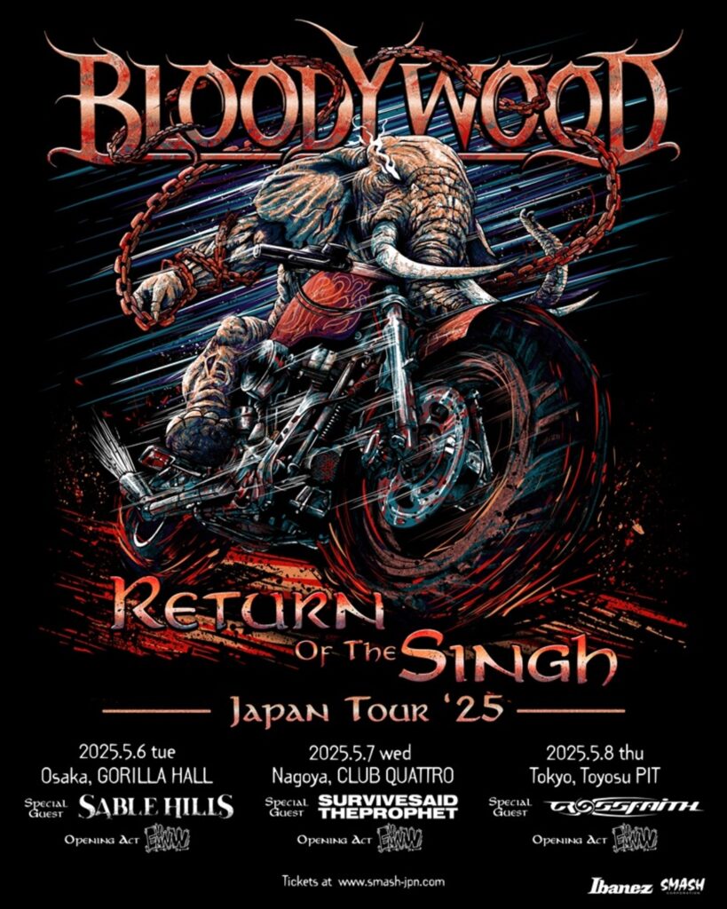 インド民族音楽とヘヴィ・メタルを融合させたバンド BLOODYWOODの来日ツアーにCrossfaith、サバプロ、SABLE HILLS参戦！各所オープニング・アクトにEMNW！ | 激ロック ニュース