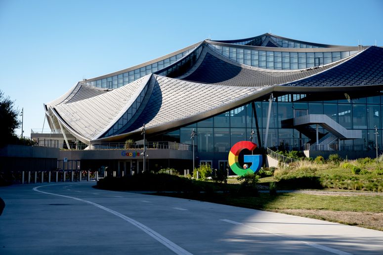 The Google Bay View campus in Mountain View, California, US, on Tuesday, Nov. 28, 2023. Google said in March 2022 that it aimed to cut waste per employee by half and send zero food waste to landfills by 2025. By the end of 2022, it had already diverted 85% of waste. 