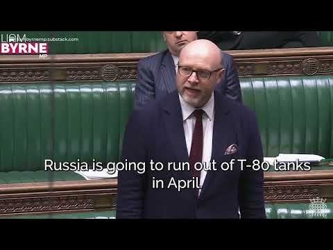スラバウクライナ！ [Liam Byrne MP explains that Russia will run out of T-80 tanks in April]
