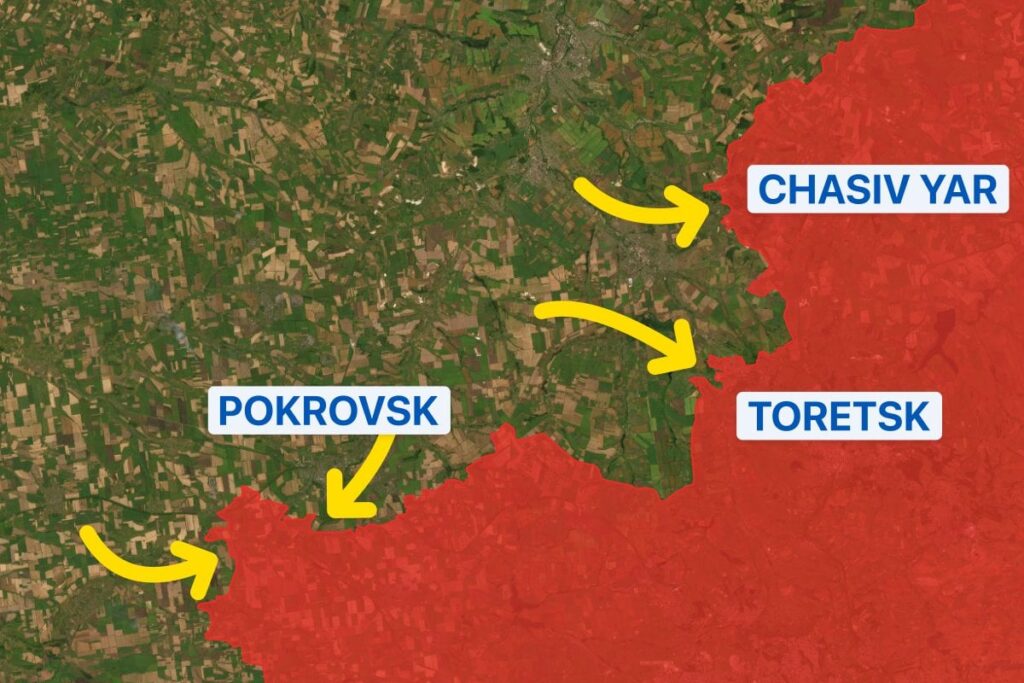 ウクライナの戦争地図は、3つの戦線でのロシアの隠れ​​家を示しています