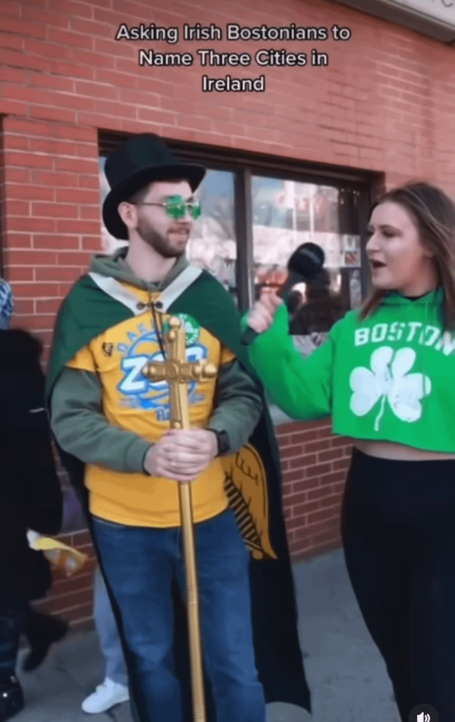 アイルランドのアメリカ人にアイルランドの3つの都市に名前を付けるように依頼します