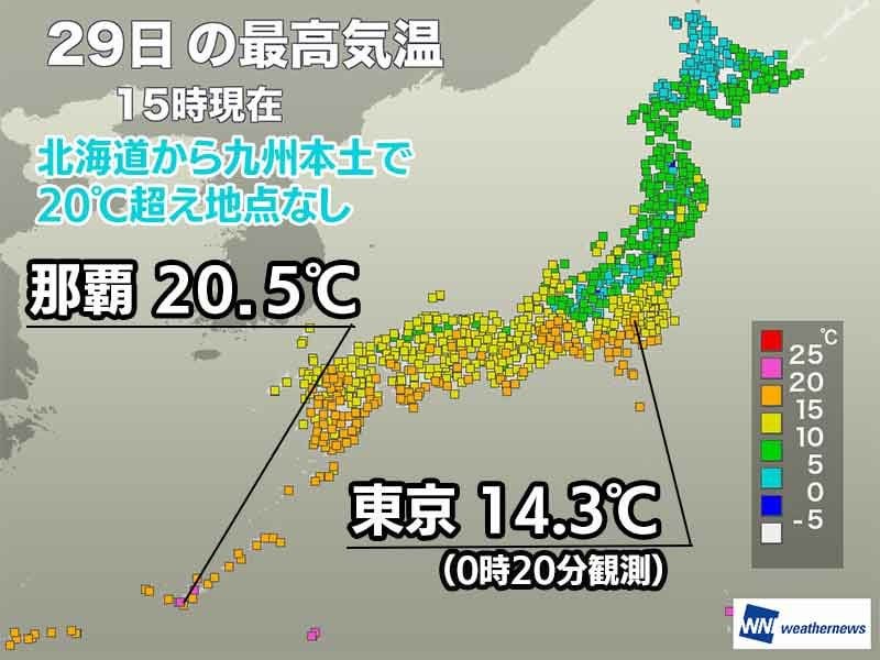 全国的にヒンヤリ 関東は昼間に最低気温を観測
