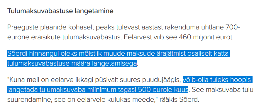 改革党AivarSäRdは、州予算に対する法人所得税の影響を補うために、所得税を削減するために政府にアドバイスします。