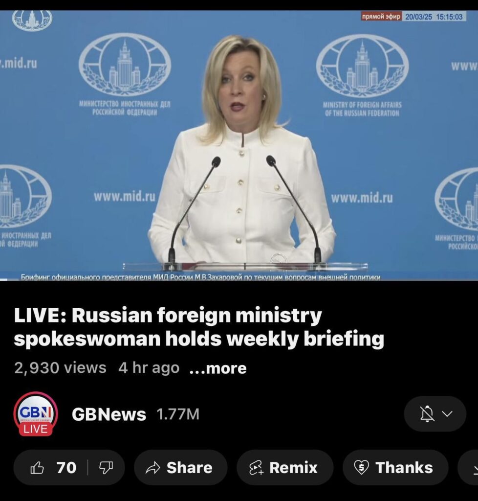 Ruzzian Propagandaを広める英国のGBニュース。恥を知れ。
