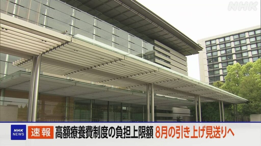 高額療養費制度 高額医療費の自己負担上限額 今年8月引き上げ見送りへ 患者団体 与野党から見直し求める声