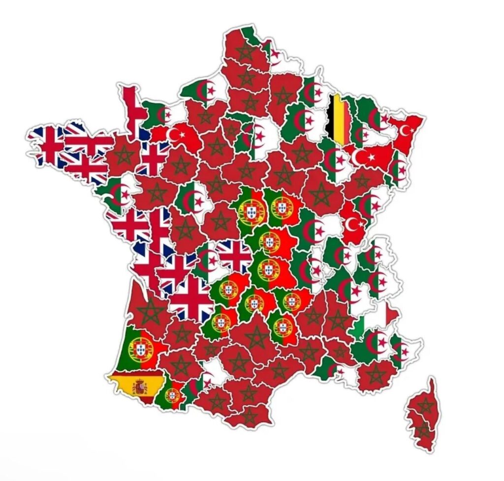 フランスの移民の最も一般的な起源。