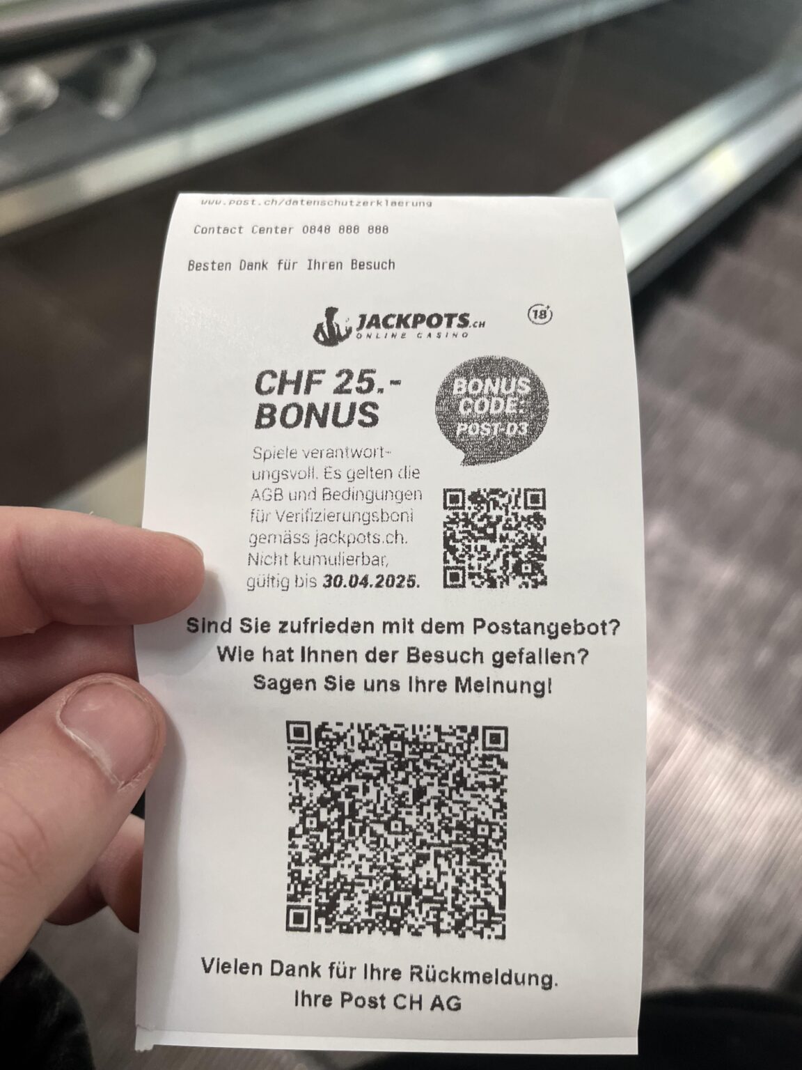 スイスのカジノは現在、スイスのポストレシートで宣伝されています🤡