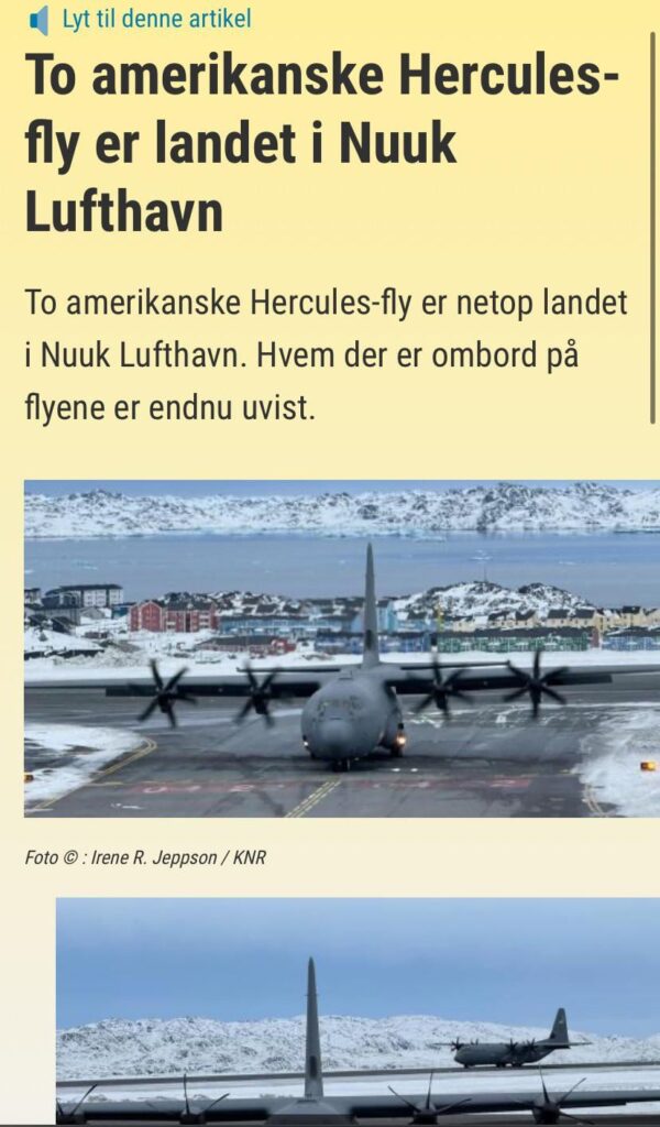 2米国軍の航空機は、デンマークの警察の後にヌークのために上陸しました。