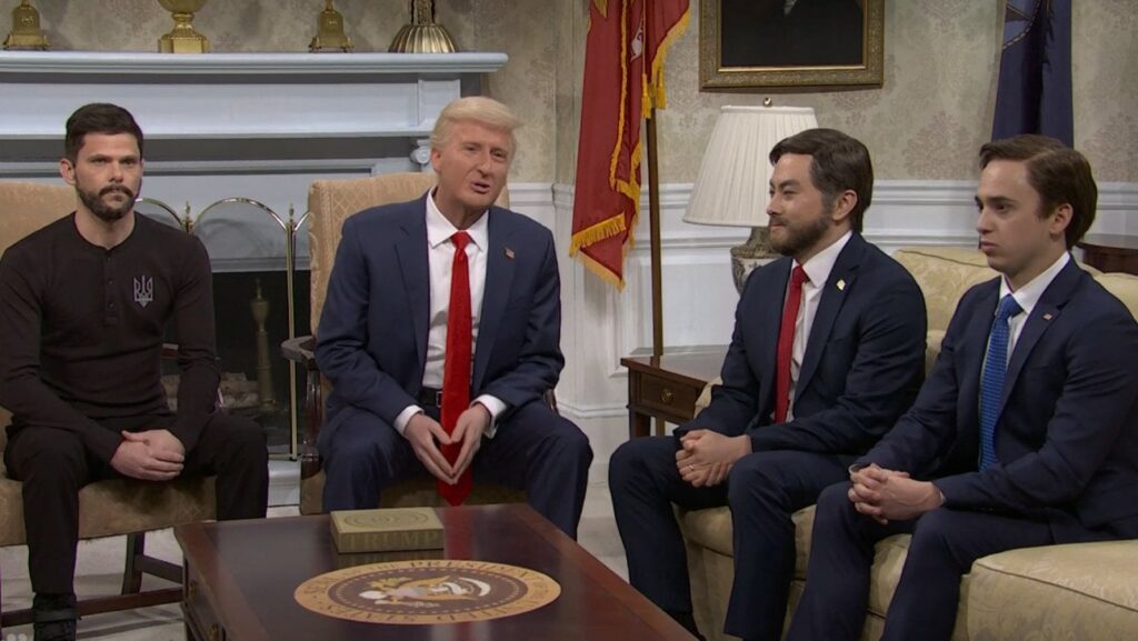 「SNL」スプーフィングトランプゼレンスキーオーバルオフィスの対決Elon Muskとしてのマイクマイヤーズのカメオとの対決