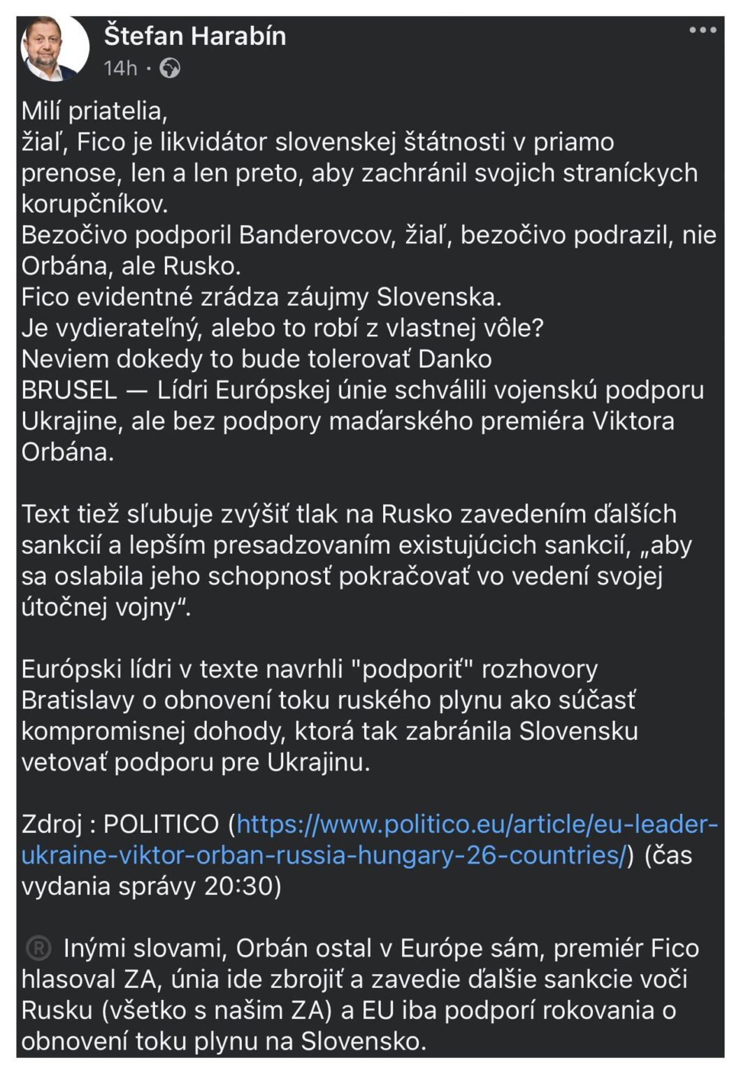 Harabin vs fico vs All、明らかにFicoがロシアを裏切ったようです。